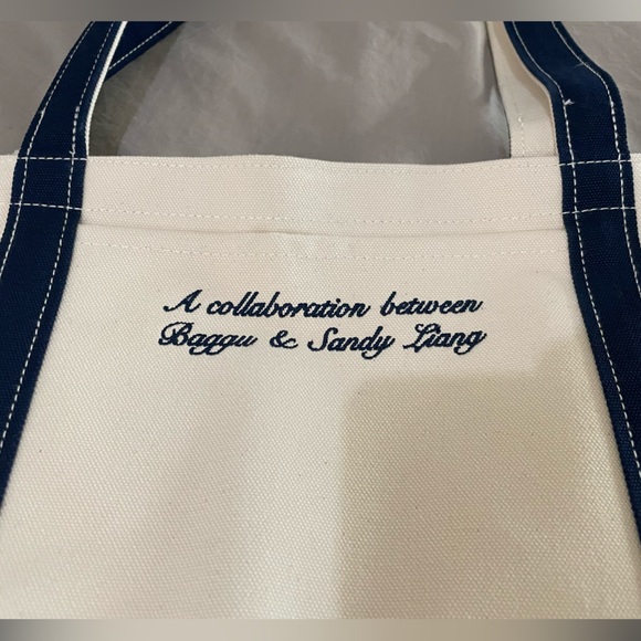 BAGGU X Sandy Liang MEDIUM Heavyweight Canvas Tote Bag In Navy - Picture 11 of 12